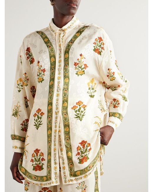 Agua Bendita Natural Cecilia Oversized Jacquard Shirt