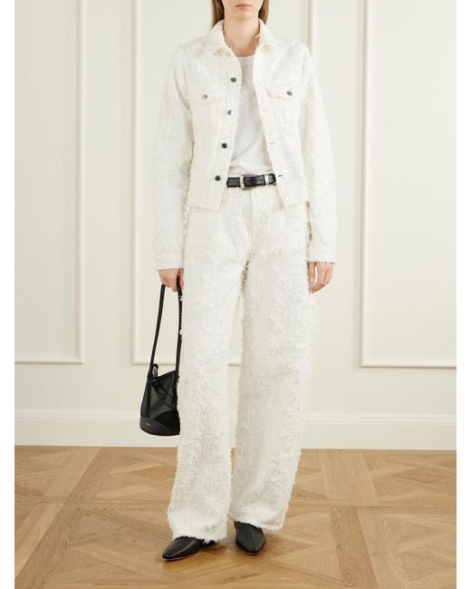 Haikure White Cherry Frayed Denim Jacket