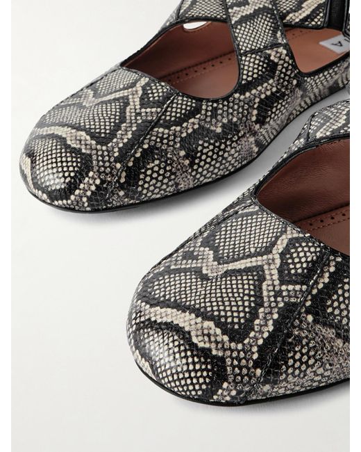 Alaïa Multicolor Criss Cross Leather-Trimmed Snakeskin Ballet Flats