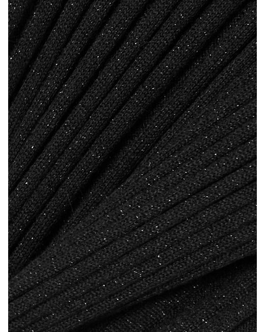 Brunello Cucinelli Black Ribbed Cashmere-Blend Midi Dress