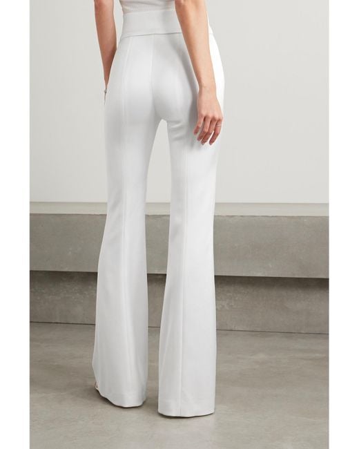 Galvan White Satin Flared Pants
