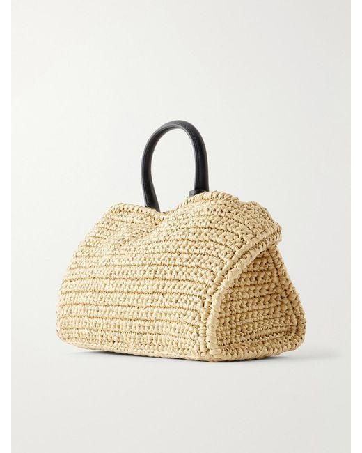 Ferragamo Metallic Hug Leather-Trimmed Raffia Mini Shoulder Bag