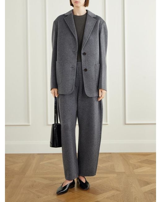 Lisa Yang Gray Double-Faced Wool And Cashmere-Blend Blazer
