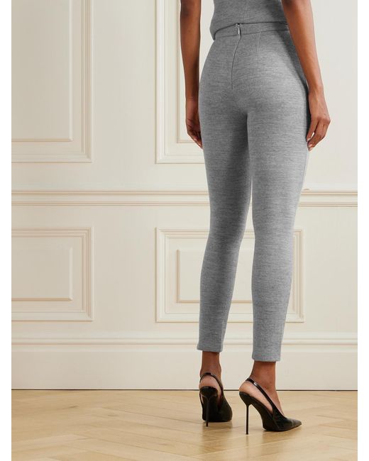Balmain Gray Wool And Cotton-Blend Leggings