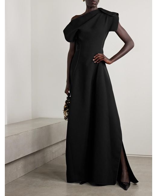 Maticevski Black Synergy Off-The-Shoulder Draped Crepe Gown
