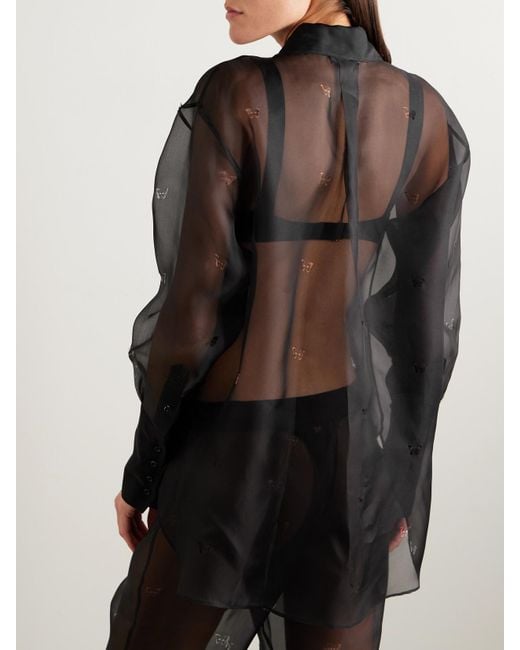 Kiki de Montparnasse Black Laser-Cut Silk-Organza Shirt