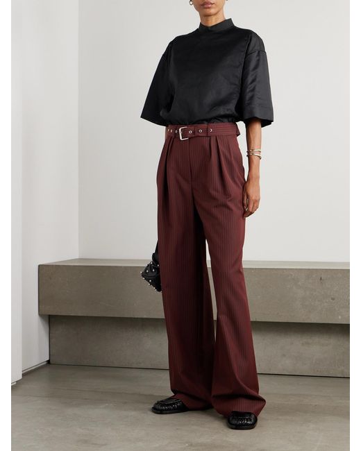Jil Sander Blue Oversized Organza-Trimmed Cotton-Poplin Top