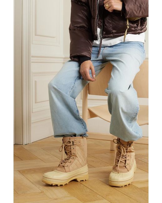 Sorel Natural Caribou Royal Waterproof Leather-Trimmed Canvas And Rubber Ankle Boots