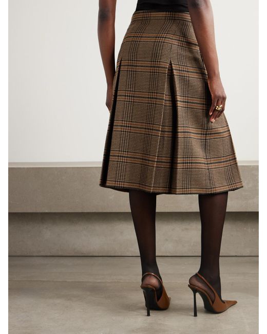 Saint Laurent Brown Midirock Aus Wolle Mit Glencheck-Muster