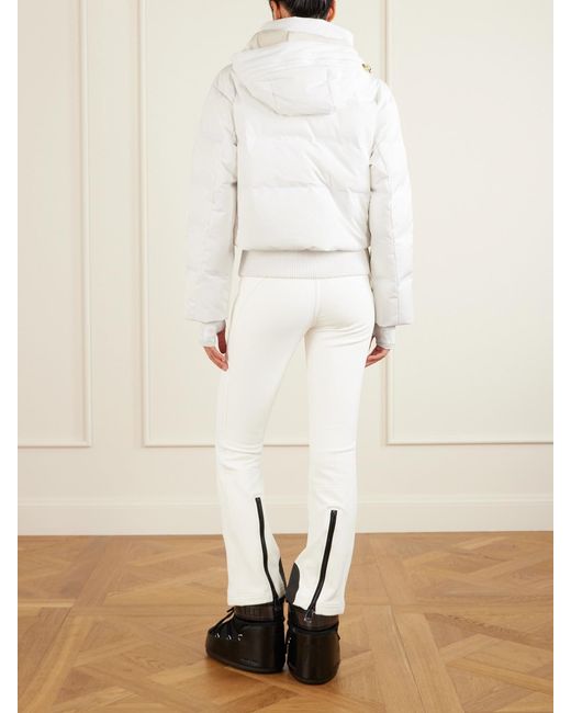 Bogner White Suri Convertible Hooded Fleece-Trimmed Padded Quilted Down Ski Jacket