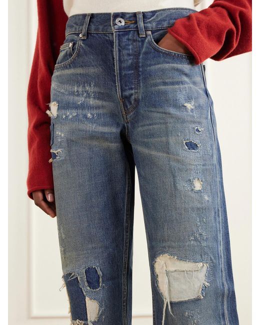 J.W. Anderson Blue Distressed Mid-Rise Straight-Leg Jeans