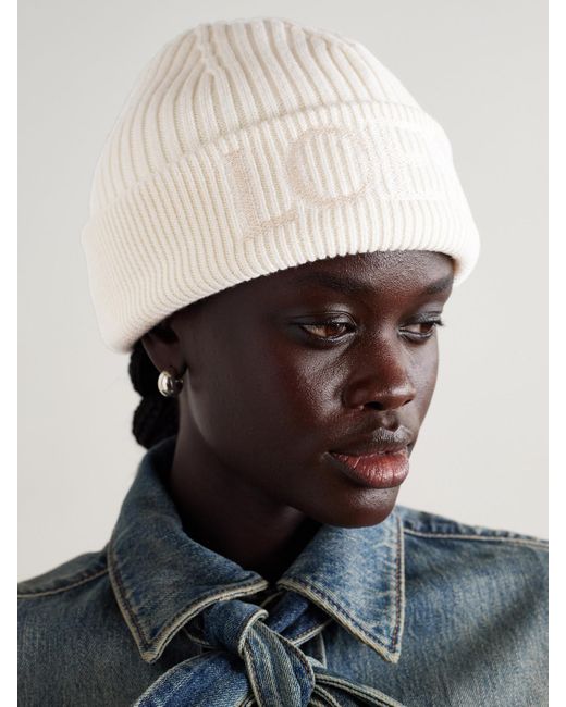 Loewe Natural Embroidered Wool Beanie