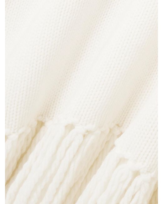 arch4 White Jules Fringed Cashmere Poncho
