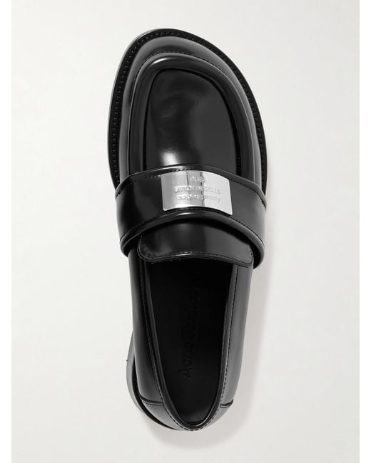 Acne Black Loafers Aus Glanzleder Mit Verzierung