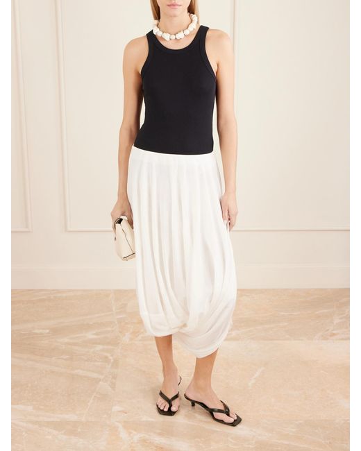 Totême  White Cocoon Pleated Lyocell And Cotton-Blend Maxi Skirt
