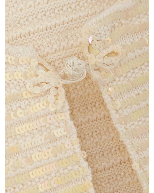 Bode Natural Sequin-Embellished Wool Cardigan