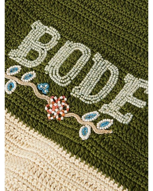 Bode Green Marsh Embellished Crocheted Cotton Tote