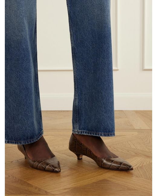 Jamie Haller Brown The Kitty Croc-Effect Leather Pumps
