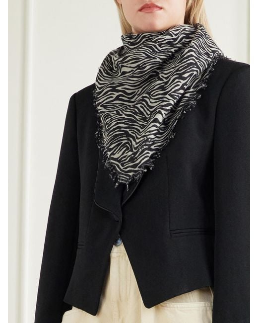 Isabel Marant Multicolor Alecia Zebra-Print Cashmere And Wool-Blend Scarf