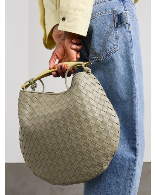 Bottega Veneta Gray Sardine Medium Intrecciato Leather Shoulder Bag