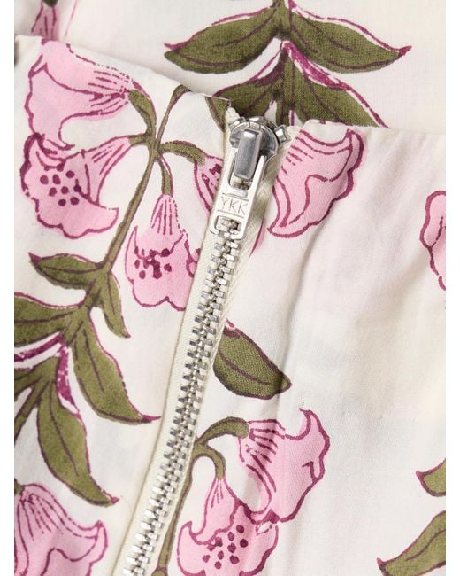 Alix Of Bohemia White Charlie Floral-Print Cotton Flared Pants