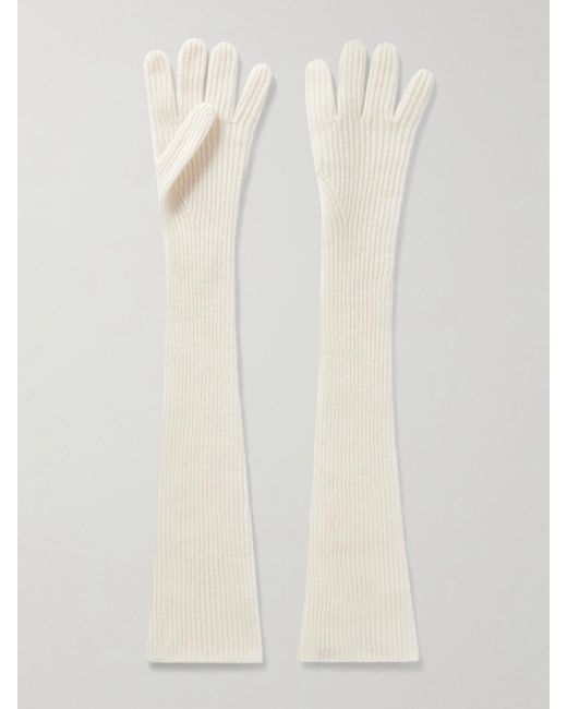 arch4 White Jessie Handschuhe Aus Geripptem Kaschmir
