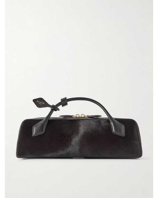 Alaïa Black Le Teckel Leather-Trimmed Calf Hair Clutch