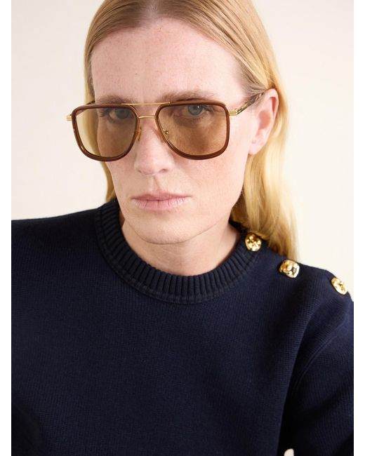 Bottega Veneta Brown Aviator-Style Acetate Sunglasses