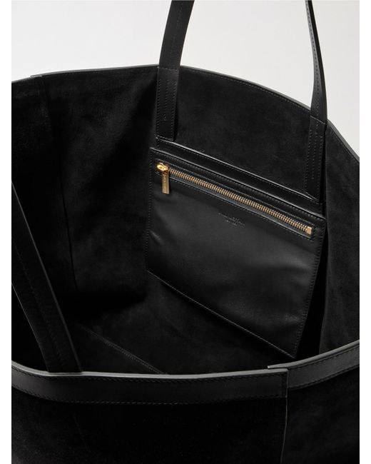 Nili Lotan Black Loren Leather-Trimmed Suede Tote