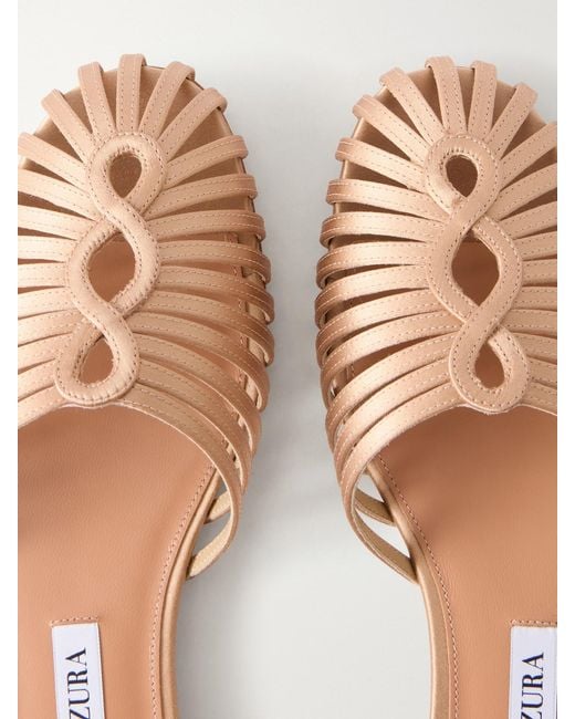 Aquazzura Natural Sweet Surrender Satin Mules