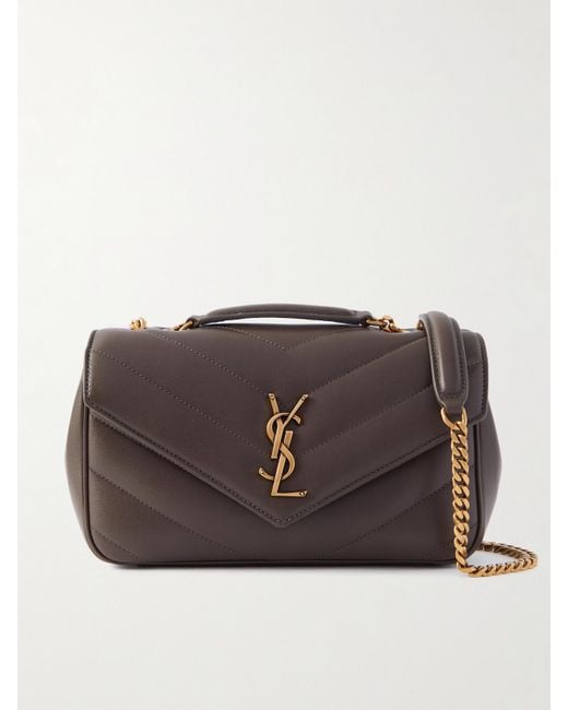 Saint Laurent Brown Loulou Schultertasche Aus Gestepptem Leder