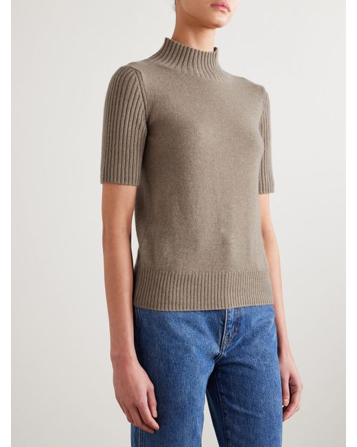 Khaite Gray Talvi Cashmere Turtleneck Sweater