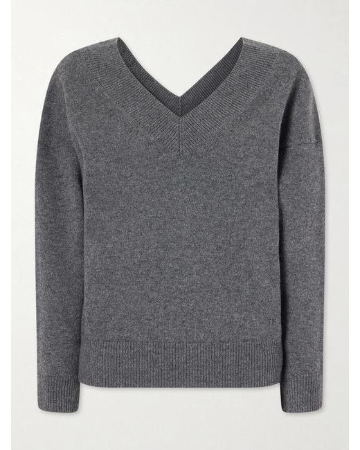 Tom Ford Gray Off-The-Shoulder Cashmere Top
