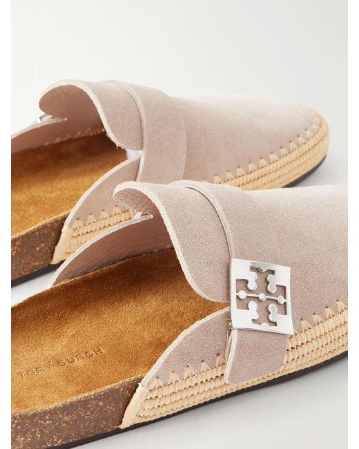 Tory Burch White Mellow Suede Mules