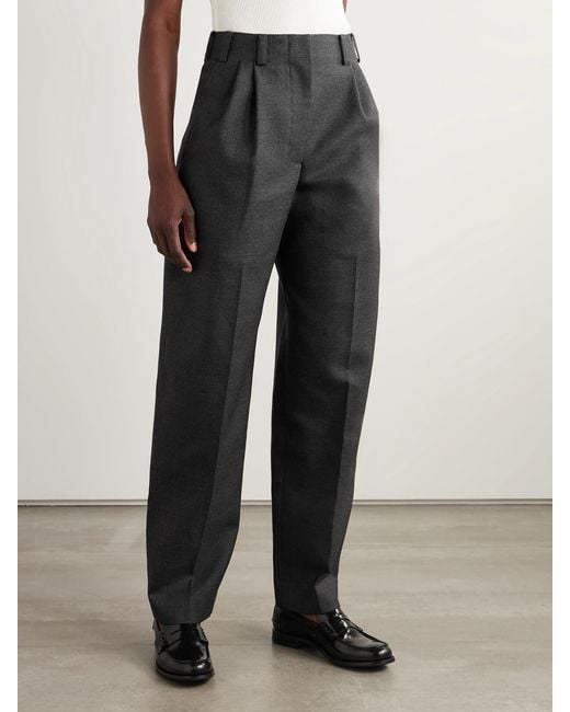 Givenchy Gray Pleated Wool Tapered Pants