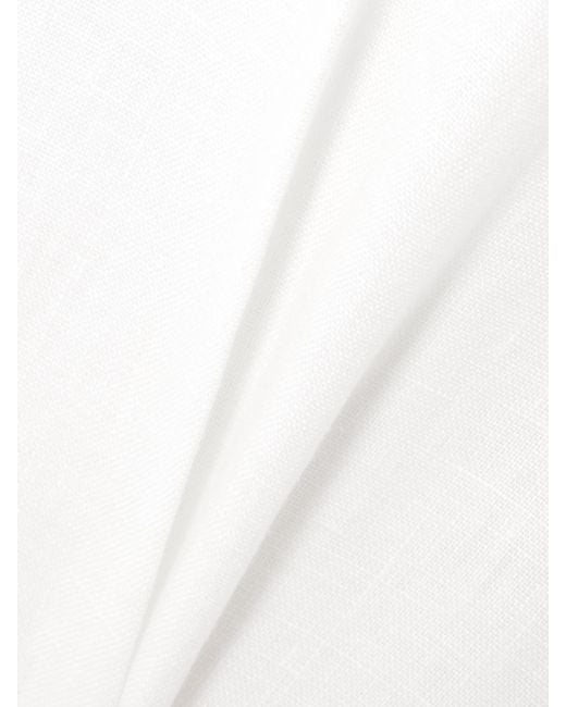 Polo Ralph Lauren White Pleated Linen Straight-Leg Pants