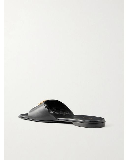Gucci White Logo-Embellished Leather Slides