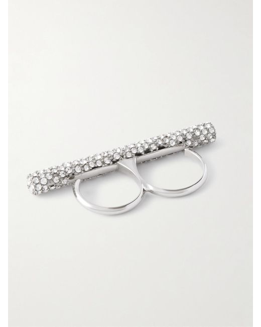 Alexander McQueen Metallic T-Bar-Tone Crystal Ring