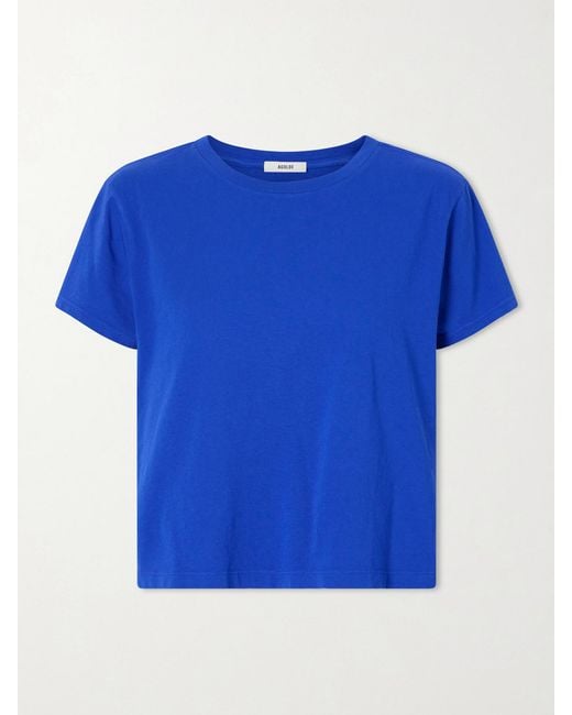 Agolde Blue Adine Cropped Organic Cotton-Jersey T-Shirt