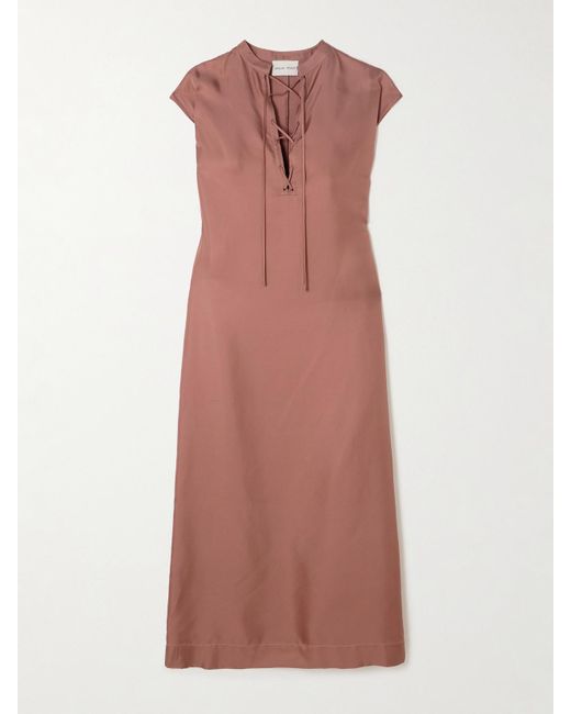 Loulou de Saison Pink Demeter Silk-Twill Midi Dress