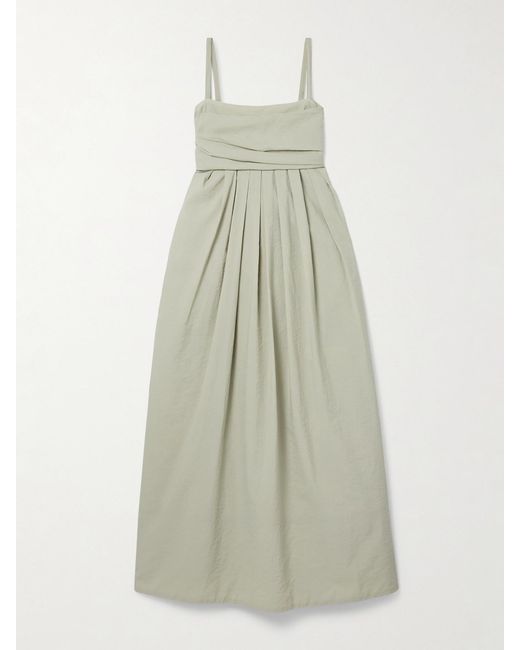 Proenza Schouler White Claudine Open-Back Pleated Poplin Midi Dress