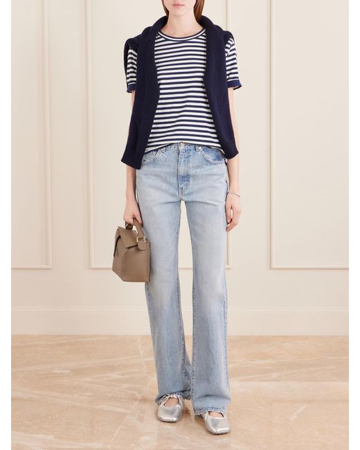 Suzie Kondi Blue Symi Striped Cotton-Jersey T-Shirt