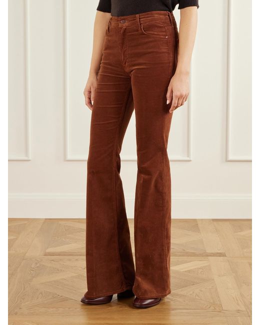Mother Brown The Doozy Cotton-Blend Corduroy Flared Pants