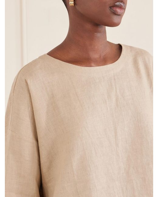 Suzie Kondi Natural Saria Linen-Chambray T-Shirt