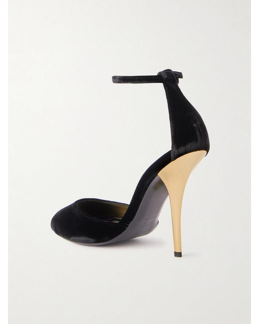 Paris Texas Black Jessica Velvet Sandals