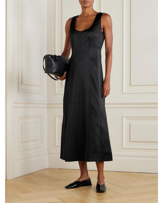 Proenza Schouler Black Isabelle Paneled Crepe Midi Dress