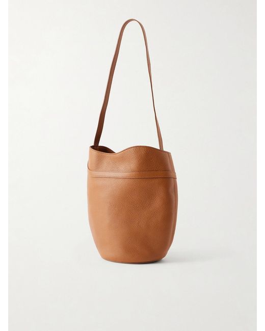 Liffner White Belted Leather Bucket Bag