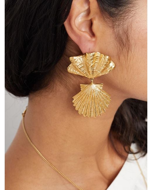 Chloé Metallic Shell-Tone Clip Earrings