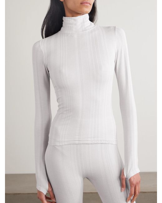 CORDOVA White Sol Ribbed Stretch-Jersey Turtleneck Top