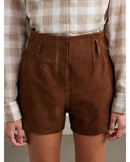 Frankie Shop Brown Lise Suede Shorts